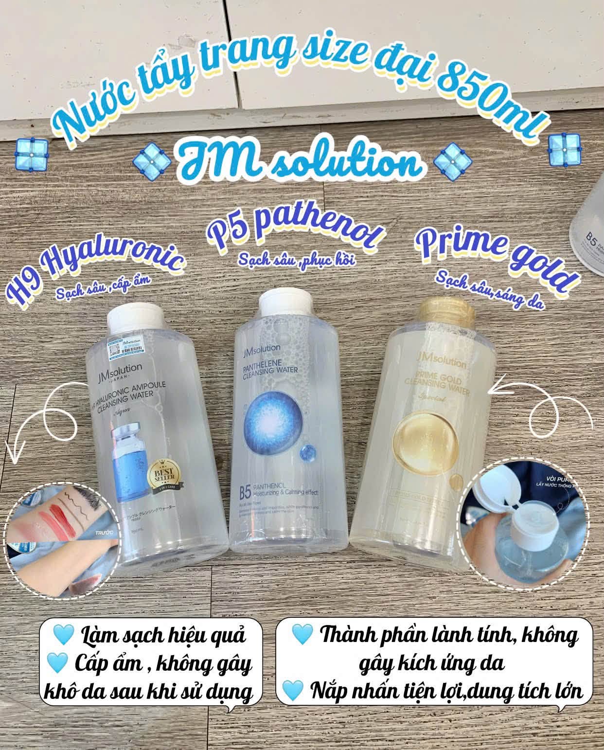 Nước tẩy trang JM Solution B5 – chai 850ml